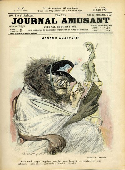 Illustrazione di Charles Leandre (1862-1934) per la copertina di Le Journal Fun da Charles Leandre