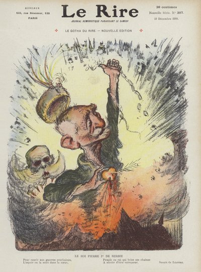 Re Pietro I di Serbia. Illustrazione per Le Rire da Charles Leandre