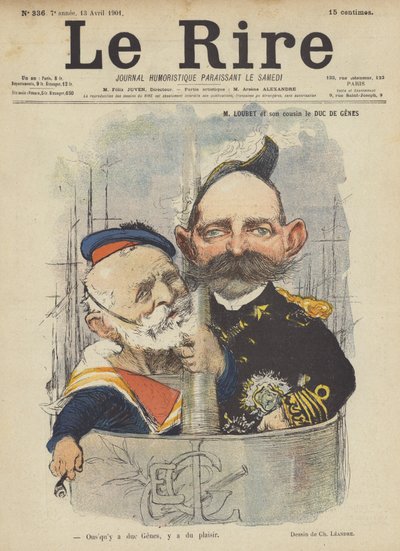 Loubet e suo cugino il Duca di Genova, Illustrazione per Le Rire da Charles Leandre