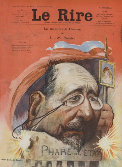 Maurice Rouvier, politico francese. Illustrazione per Le Rire da Charles Leandre