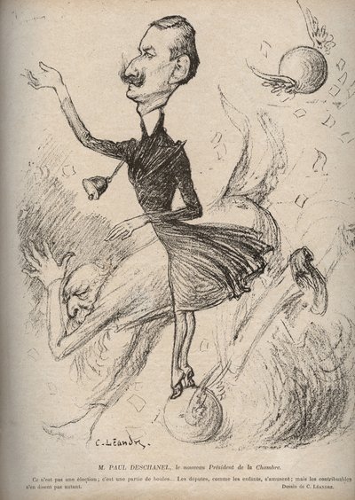 Il signor Paul Deschanel, il nuovo Presidente della Camera - Caricatura di Charles Leandre (1862-1934) in 