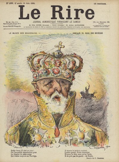 Oscar II, Re di Svezia, illustrazione per Le Rire da Charles Leandre