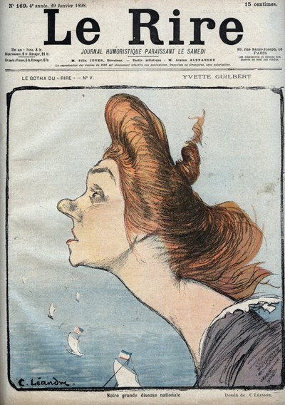 Ritratto della cantante Yvette Guilbert (1865-1944) - Caricatura di Charles Leandre (1862-1934) in 