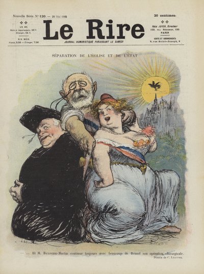 Separazione tra chiesa e stato. Illustrazione per Le Rire da Charles Leandre
