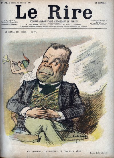 La famosa tromba di Poppy Aine - Ritratto di Constant Poppy detto il Poppy Aine (1841-1904) - caricatura di Charles Leandre (1862-1934) in “The Laughter” del 12 febbraio da Charles Leandre