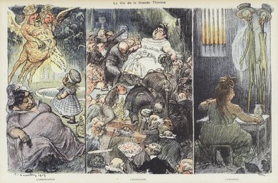 La vita della truffatrice Therese Humbert. Illustrazione per Le Rire da Charles Leandre