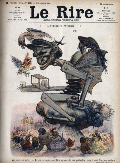 Il popolo di Le Mans: vola quasi bene come uno dei nostri polli, ma deve essere più resistente. Caricatura dell