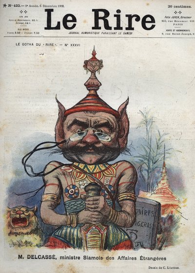 Theophile Delcasse, politico francese - Le Gotha del "Riso", No. XXXVI, M. Delcasse, Ministro degli Esteri Siamese - Caricatura di Charles Leandre - (6 dicembre 1902) da Charles Leandre