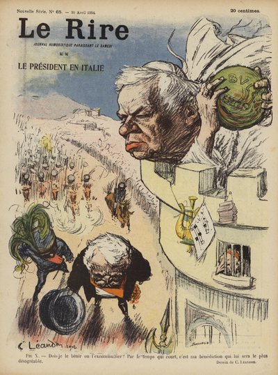 Visita del Presidente Loubet di Francia in Italia. Illustrazione per Le Rire da Charles Leandre