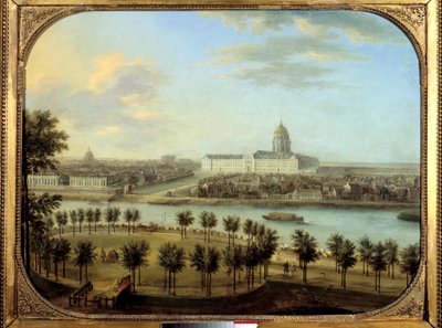 Les Invalides viste dal Cours la Reine a Parigi da Charles Leopold Grevenbroeck