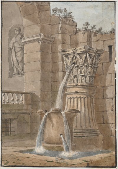 Fontana in un cortile da Charles Louis Clerisseau