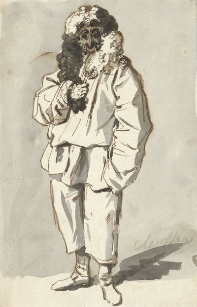 Pulcinella romano in costume di carnevale da Charles Louis Clerisseau