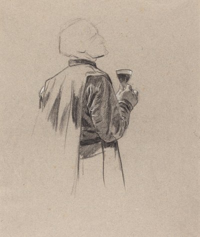 Un gentiluomo barbuto con un bicchiere di vino da Charles Louis Lucien Muller