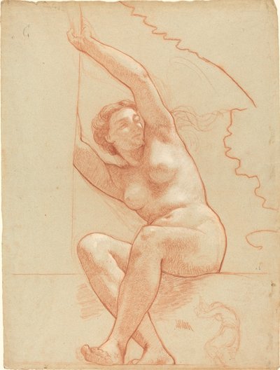 Nudo femminile seduto su una sporgenza da Charles Louis Lucien Muller