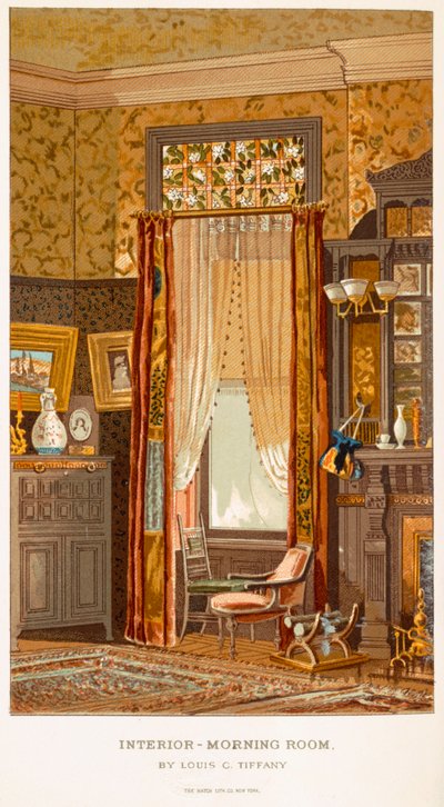 Sala del Mattino 1881, di Tiffany, Charles Louis da C Harrisons Womans Handiwork in Modern Homes New York 1881 da Charles Louis Tiffany