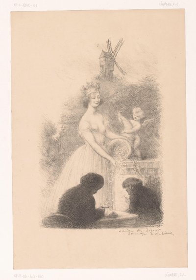 Donna incoronata e putto con cornucopia da Charles Lucien Leandre