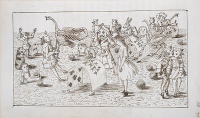 Alice e la Regina Rossa giocano a croquet, illustrazione dal Capitolo IV di 