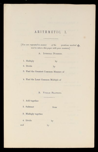 Aritmetica, Oxford University Press, c.1870 da Charles Lutwidge Dodgson