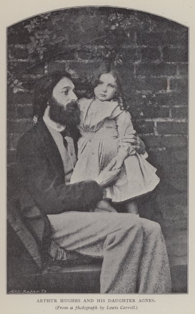 Arthur Hughes e sua figlia Agnes (foto in bianco e nero) da Charles Lutwidge Dodgson