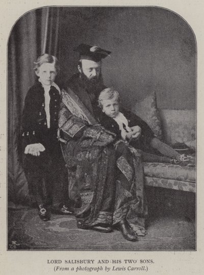 Lord Salisbury e i suoi due figli (foto in bianco e nero) da Charles Lutwidge Dodgson
