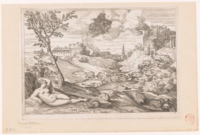 Paesaggio con Andromeda sorvegliata dal drago e Perseo che arriva su una nuvola da Charles Macé (attributed to)