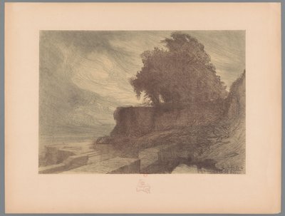 Rovina di un bastione con un cannone e un albero da Charles Marie Dulac