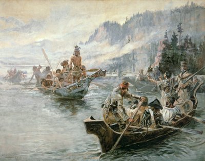 Lewis e Clark sul fiume Columbia inferiore da Charles Marion Russell