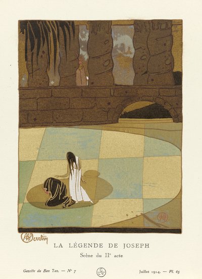 La Leggenda di Giuseppe. Scena del II atto da La Gazette du Bon Ton, pub. 1914 da Charles Martin