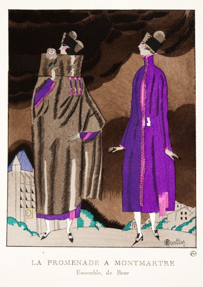 La Promenade à Montmartre, da una collezione di tavole di moda, 1920 da Charles Martin