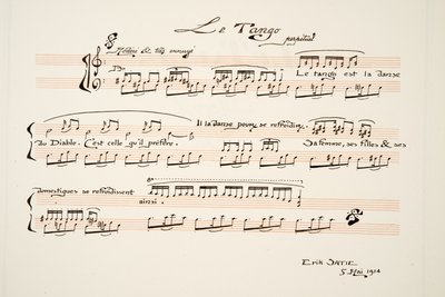 Partitura musicale per Le Tango, da Sports & Divertissements, pub. 1914 da Charles Martin