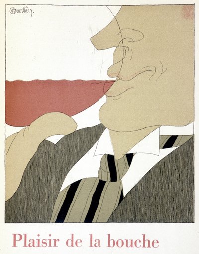 Piacere della bocca - in "Monseigneur le vin", disegno di Charles Martin, fascicolo degli Etablissements Nicolas da Charles Martin