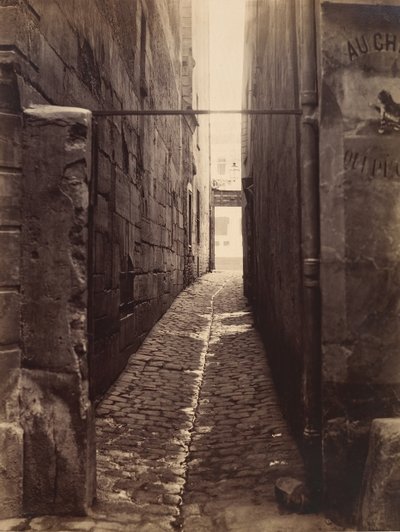 Rue du Chat-qui-Pêche dalla Rue de la Huchette, ca. 1868 da Charles Marville