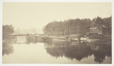 Senza titolo, c. 1850 (Ponte e chalet nel Bois de Boulogne, un parco a Parigi) da Charles Marville