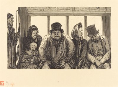 Interno di un omnibus da Charles Maurand after Honoré Daumier