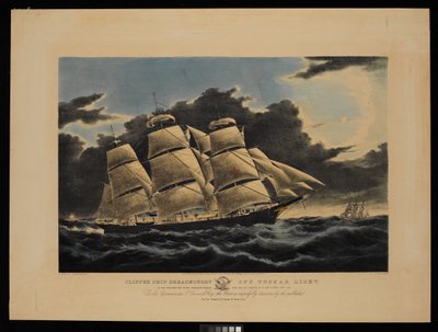 Clipper Dreadnought al largo di Tuskar Light 12 1/2 giorni da New York nel suo celebre passaggio in banchina a Liverpool in 13 giorni 11 ore dicembre 1854 da Charles & Mcfarlane Duncan (1818 1865) Parsons