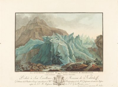 La Lutschinen che esce dal ghiacciaio inferiore del Grindelwald, 1785 da Charles Melchior Descourtis