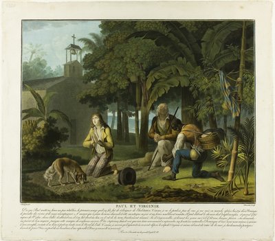 La preghiera, tavola 6 di Paul et Virginie da Charles Melchior Descourtis