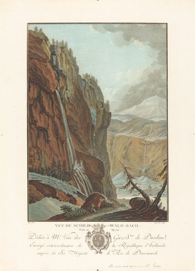 Vista del Schild-Wald-Bach presa in inverno da Charles Melchior Descourtis after Caspar Wolf