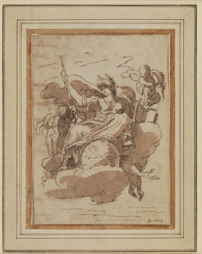 Figura allegorica femminile, seduta sulle nuvole da Charles Mellin