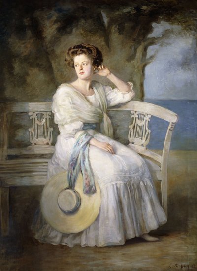 Ritratto di una signora con un vestito blu da Charles Mendelssohn Horsfall