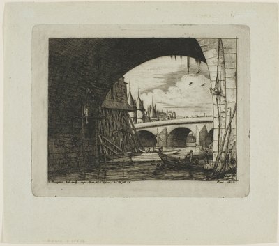 Un arco del Pont Notre-Dame, Parigi da Charles Meryon