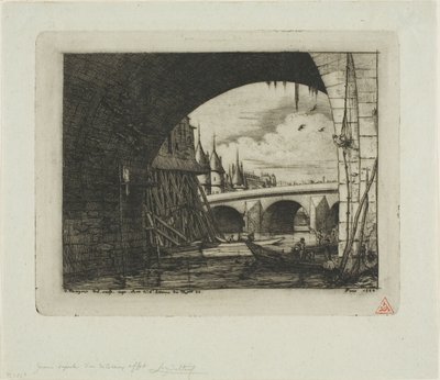 Un arco del Pont Notre-Dame, Parigi da Charles Meryon