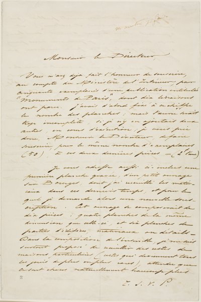 Lettera autografa di Charles Meryon da Charles Meryon