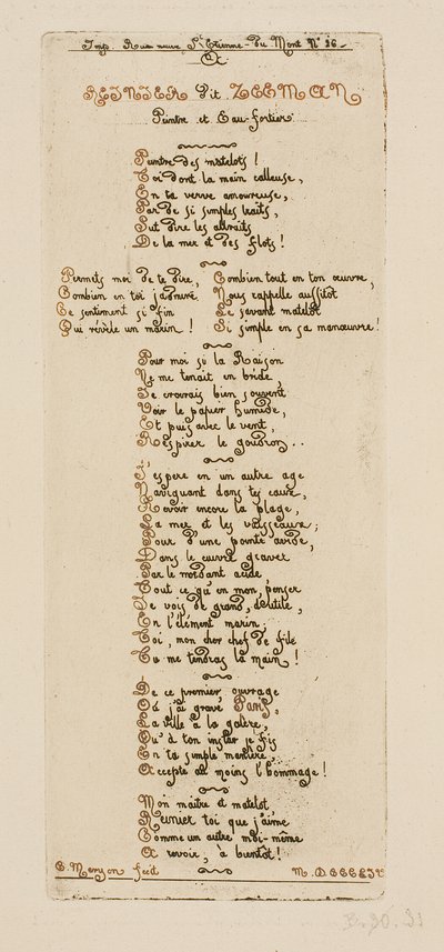 Versi dedicatori di Meryon a Reinier Nooms, detto Zeeman da Charles Meryon