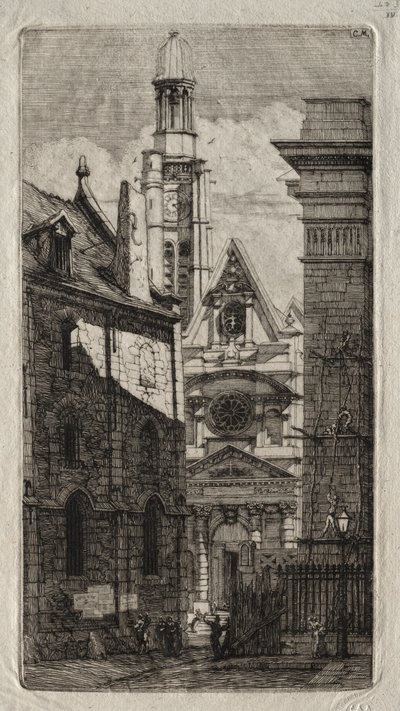 Incisioni di Parigi: Chiesa di Santo Stefano del Monte da Charles Meryon