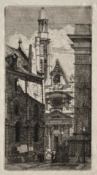 Incisioni di Parigi: Chiesa di Santo Stefano del Monte da Charles Meryon