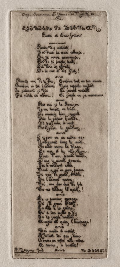 Incisioni di Parigi: Dedica a Reynier Nooms, detto Zeeman, 1854 da Charles Meryon