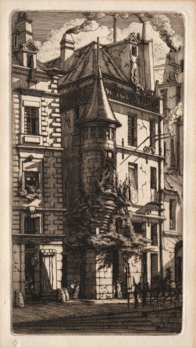Incisioni di Parigi: Casa con torretta, Weavers Street, 1852 da Charles Meryon