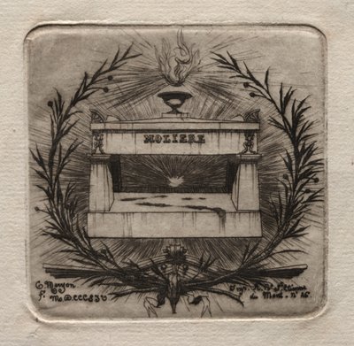Incisioni di Parigi: tomba di Molière nel cimitero di Père Lachaise, 1854 da Charles Meryon