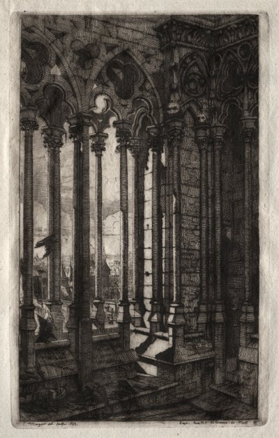 Incisioni di Parigi: La Galleria di Notre Dame, 1853 da Charles Meryon
